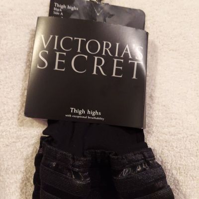 L VICTORIA'S SECRET Thigh Highs Black Size A